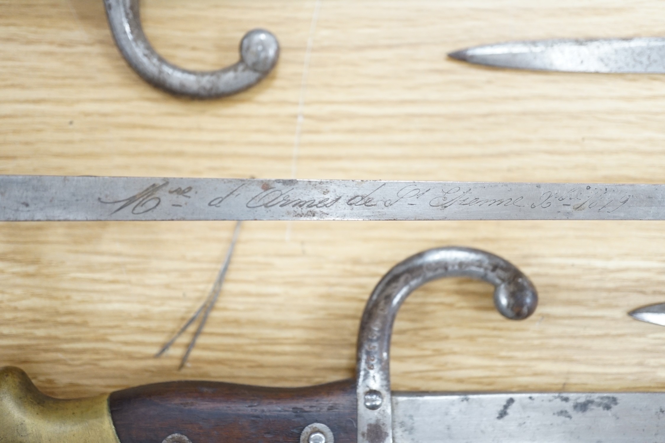 A group of six 19th century French bayonets
